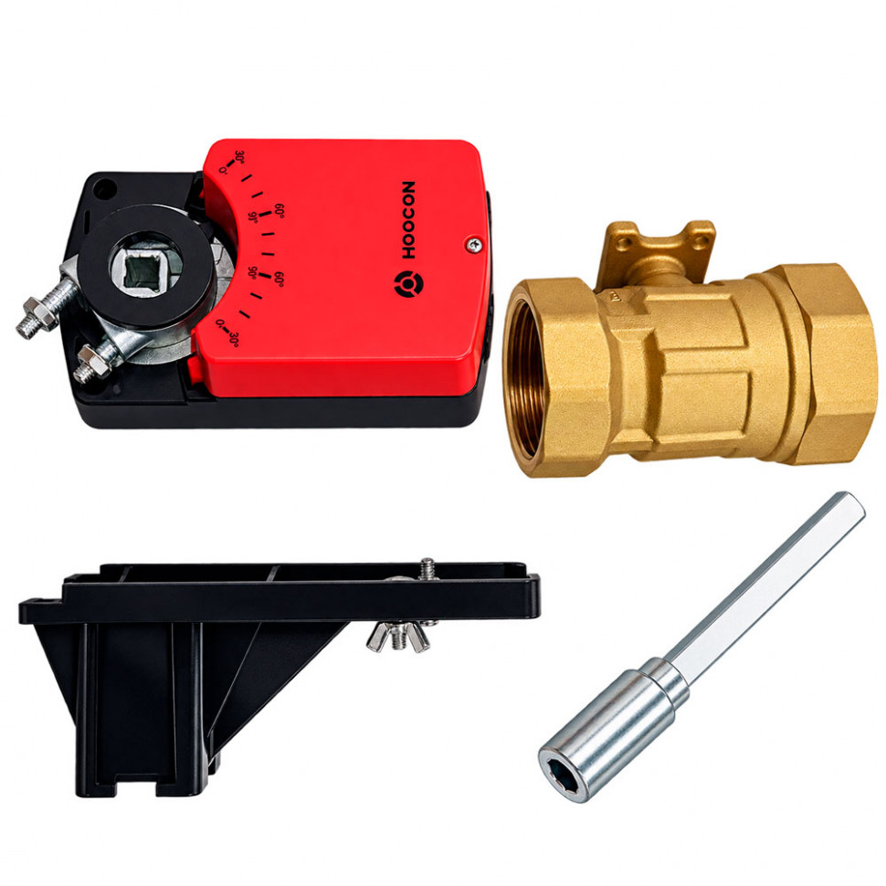 Двухходовой шаровый кран Hoocon H8101-BV215A-24D DN15 комплект поставки