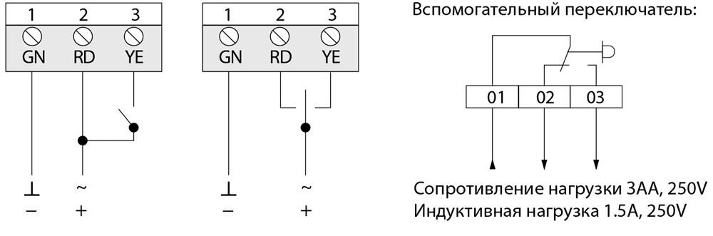 Схема подключения электропривода TM24-2 2Нм без возвратной пружины
